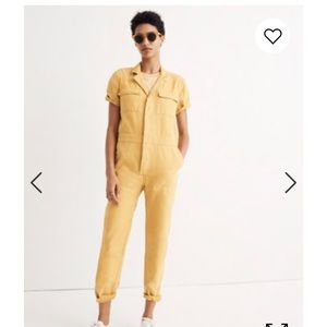 Madewell Short-Sleeve Coverall Jumpsuit in Gold